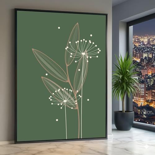 Toile botanique moderne XBTYKPB affiche florale verte 21x30 cm