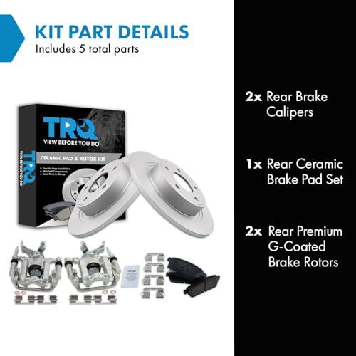 Image of TRQ Rear Brake Pad and Rotor Set Ceramic Solid Rotors G Coated Calipers | For 2012-2017 Buick Verano