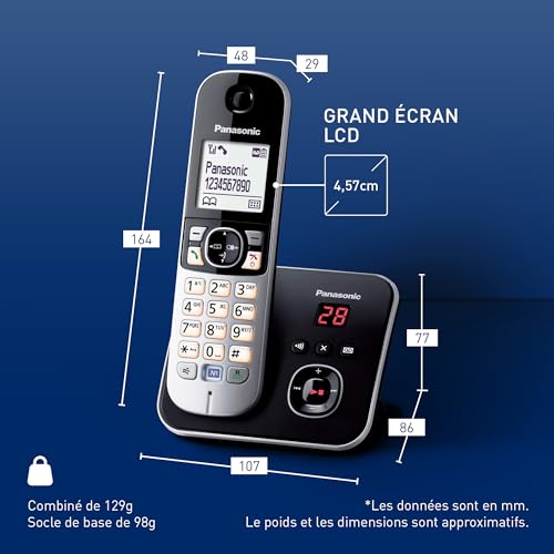 Panasonic Cordless phone KX-TG6821, Single, Silver, with answering machine