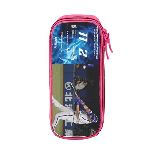 For 横浜DeNAベイスターズ(40) ペンケース 筆箱 2層 文具ポーチ 大容量 おしゃれ 学生用 大人 通学 通勤 多機能 誕生日 Pink