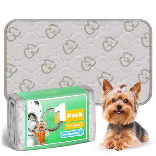 Image of FXW Washable Pee Pads for Dogs, Leak-Proof & Non-Slip, Specifically Designed for 24inch Cages, 17 inch x 23 inch Rectangle, Khaki, 1 Pack