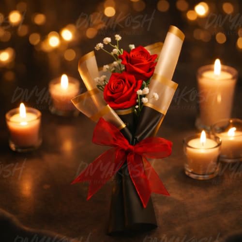 Image of Divyakosh Artificial Flowers for Home Decoration, Flora for Decor | 1 Pcs Artificial Flower Bouquet for Him Her Girlfriend Boyfriend Wife Husband | Romantic Decor for Anniversary, Wedding, Birthday |