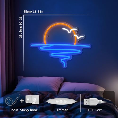 Image of Sunset Sunrise Neon Sign for Wall Decor Dimmable LED Neon Light Sign for Beach Bedroom Living Room Wedding Bar Party Home Room Decor