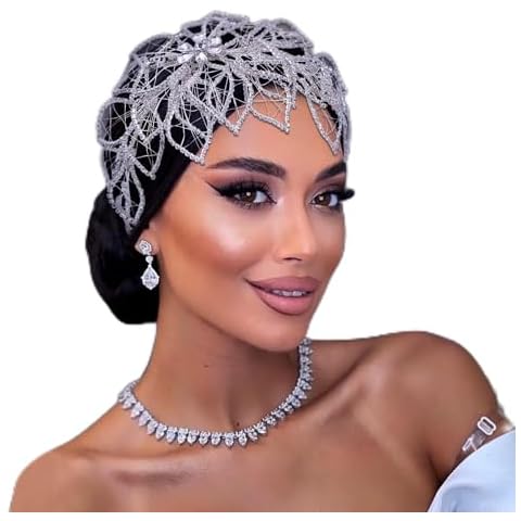 GAODESI Wedding Headpiece for Bride, Bridal Headband for Wedding, Rhinestone Hair Pieces for Brides and Bridesmaids (Silver) Cover
