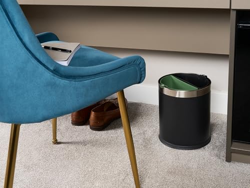 Image of Corby Thornton Double Layer Hotel Waste Trash Can in Black, 9.5Qt