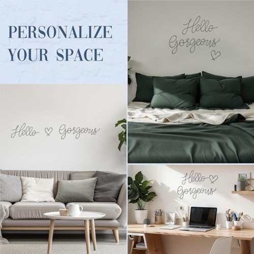 Image of Hicarer Metal Hello Gorgeous Wall Art Minimalist Decor for Bedroom Bathroom Living Room Dressing Room Salon Office Home Decorations Easy to Install Wall Decor(Black,Fashion Style)