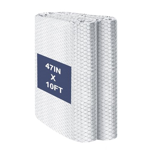 Double Reflective Bubble Foil Insulation Foam, 47IN X 10FT Aluminum