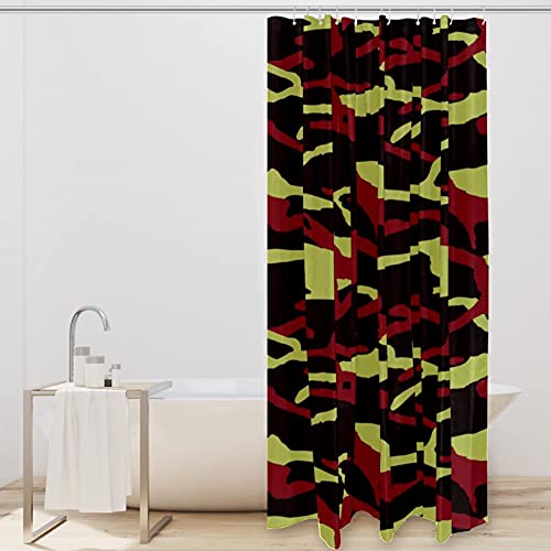 Rideau de douche camouflage aquarelle rouge noir vert grand format 183 cm