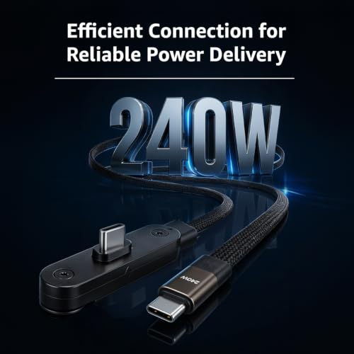 Image of amazon basics USB C Cable, 240W Fast Charging Cable,Invisible Stand Charging Cable, Flat Cable, for iPhone 17 Series, Samsung Galaxy S25 S24 Ultra etc (Black)
