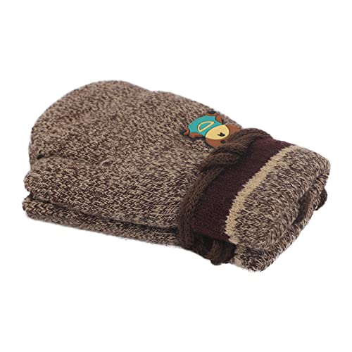 PURFUN Toddlers Thermal Short Knitted Gloves Baby Kids Winter Thicken Plush Lining Mittens Hands Warmer Indoor Outdoor Cartoon Bear Full Finger Gloves Mitts for 1-3 Yrs Girls Boys4