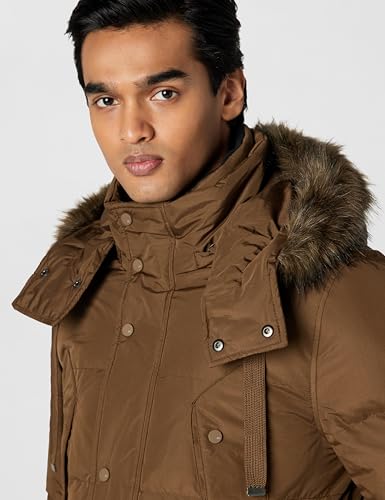 Image of Andrew Marc Men's Gattica Down Parka Jacket With Removable Faux Fur Trimmed Hood and Bib