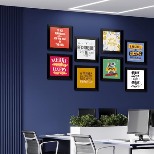 Image of PAPER PLANE DESIGN Motivational and Inspirational Quotes Wall Framed Poster, Office Decor, Wall Frames with Quotes.Set of 8 (10 x 10 Inch) (FRAMED POSTERS)