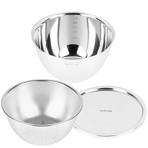 パール金属 ステンレス ザル24cm ボール24cm ボールカバー24cm 3点セット CooFooGoo AZ-5537