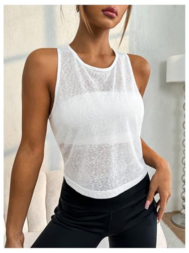 OYOANGLE Women's Sheer Open Back Sports Tank Top Sleeveless Twist Ruched Workout Tops Sleeveless Yoga Shirts2