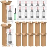 MSYU El kit de envío de vino de 24 piezas incluye 12 cajas de envío para botellas de vino, bolsas protectoras inflables con bomba