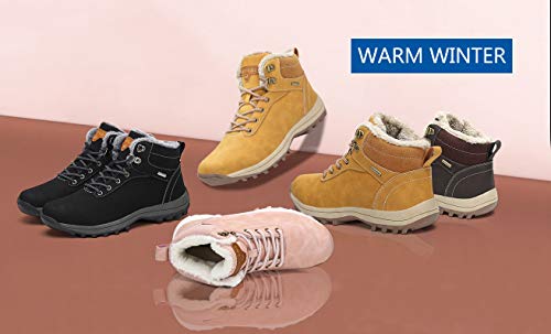 Image of Mishansha Snow Boots for Women - Waterproof Winter Hiking Boots with Warm Fur Lining, Anti-Slip Sole, Insulated Outdoor Cold Weather Booties