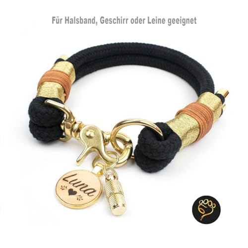 Hundemarke mit Gravur personalisiert | Namensanhänger mit Telefonnummer, Adresse | verschiedene Handschriften & Motive | Gold, Silber, Roségold | für Hunde Halsband, Geschirr, Leine, Geschenk