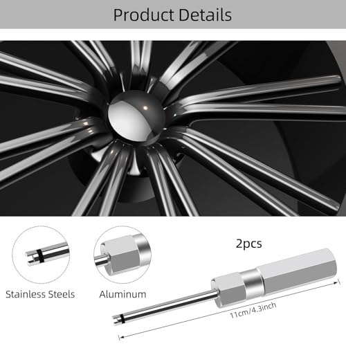 Image of 2 Pcs Valve Core Removal Tool Set, Professional Screwdriver Tire Valve Stem Core Remover Tool, 4.3 Inch Heavy Duty Tire Valves Stem Remover & Installer for Schrader Valves Removal