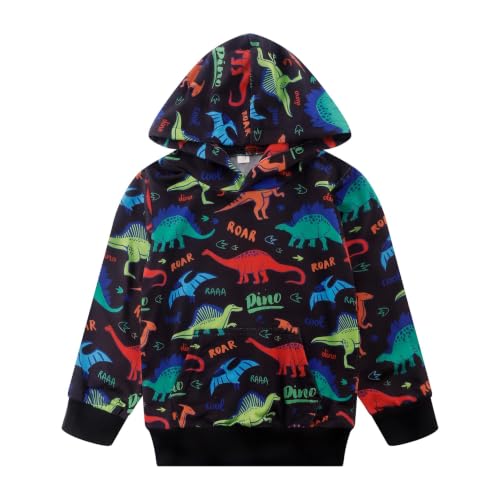 Image of Akyzic Baby Boys Dinosaurs Hoodie Boys Shark Pullover with Pocket Kids Truck Warm Sweatshirt Sweater