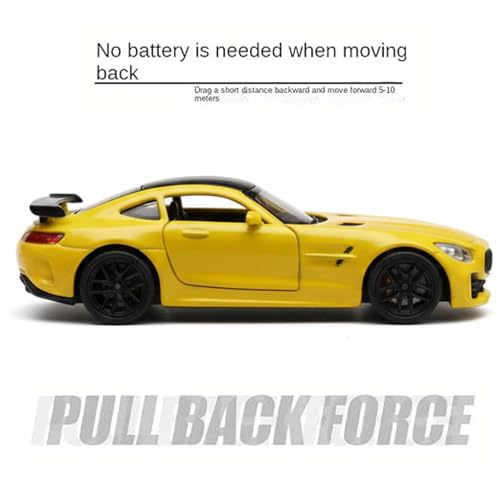 Image of SHAKTISM Die-Cast Metal Car Toy -1:36 Scale, Opening Doors, Pull Back Function, Collectible Toy, Racing Car for Kids Birthday Gift for Boys Girls (Yellow Benz GT Diecast)