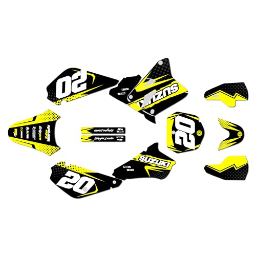 Kalair GFX Graphics Kit for Suzuki RM85 (2001+) Spear Series Yellow 9 Mil - Easy Go - Dirt Pit Bike Motorcycle Stickers, Dirtbike Racing Automotive Decal Motocross Accessories no-Plastics