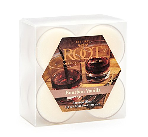 ROOTCandles Scented Tealight Beeswax Candles, Box of 8, Bourbon Vanilla, 8 Piece
