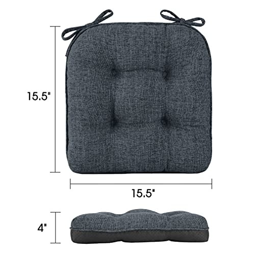 Basic Beyond Chair Cushions For Dining Chairs 4 Pack, Memory Foam Chair Cushion With Ties And Non Slip Backing, 15.5 X 15.5 Inches Tufted Chair Pads For Dining Chairs(Navy) #TOP3