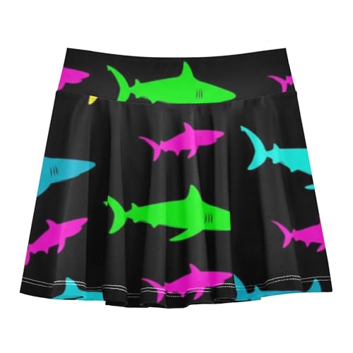 Girls' Shorts Athletic Skorts Kids Tennis Skirts Children Pleated Skort Colorful Sharks Black 3t