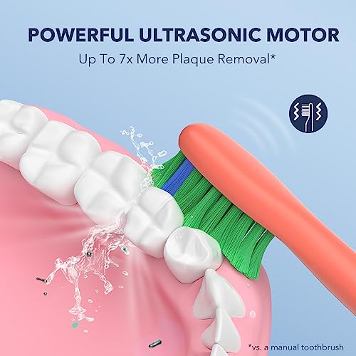 Image of ARISSON Sonic Electric Toothbrush for Adults and Kids, 40,000 VPM Power Toothbrush, 1.5H Fast Charge Ultrasonic Electric Toothbrushes with 2 Minutes Smart Timer, 1.6 Oz Travel Toothbrush, Peach Orange