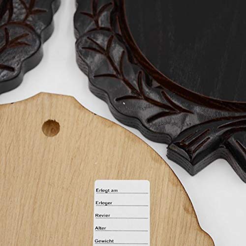 GTK - Juego de 5 placas de cuña talladas oscuras AF 14 cm con 5 hojas de roble, portada pequeña, tabla cuña, tabla de especias, placa de trofeos