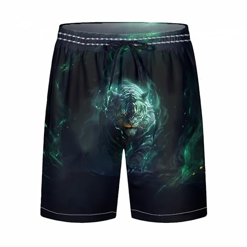 Novelty Fun Tiger Board Shorts Funny Animal Graphic Beach Shorts