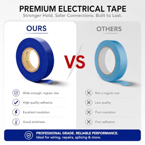 Image of Flame Retardant Blue Electrical Tape; 3 /4 Inch * 66 Feet; PVC Electric Tape for Under 600V Electric, Repair, Home Outdoor Indoor Wire Insulation, 5℉ to 221℉ (1, Blue)