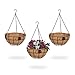Produktbild Relaxdays Blumenampel 3er Set, Metallkorb & Kokoseinlage, H x D: 48 x 31 cm, Hängepflanzen, innen & außen, braun/schwarz