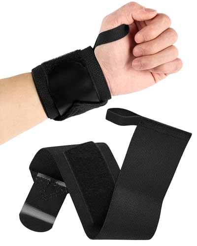 1 Paire Bande Poignet Musculation, Wrist Wraps Ajustable, Hommes et Femmes, Protege Poignet de Force pour Gym CrossFit Bodybuilding et Entraînement Intensif