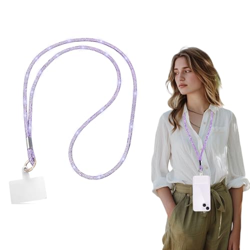 Lanières de Téléphone en Bandoulière, Cordon Telephone avec Patch, Femmes Antivol Sangle de Suspension Telephone, Strass Sangle de Cou pour Téléphone...