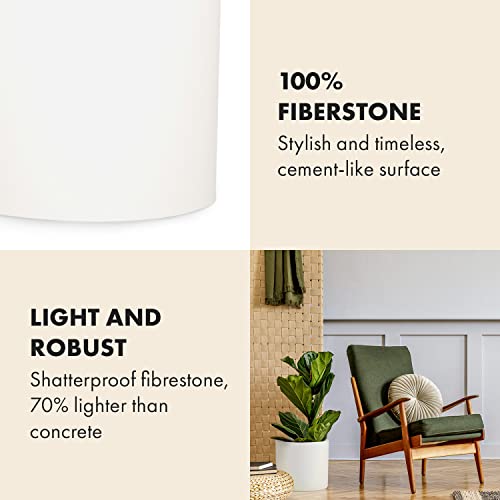 Fox & Fern Planter, Plant Pots Indoor, 12 Inch Planters For Indoor Plants, White Pots For Indoor Plants - Fits Mid Century Plant Stand – Drainage - Fiberstone - Matte White - 12 Inch Indoor Plant Pot #TOP2