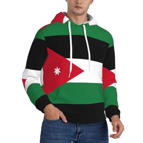 Sweat à capuche épais homme drapeau jordanien chaud et isolant