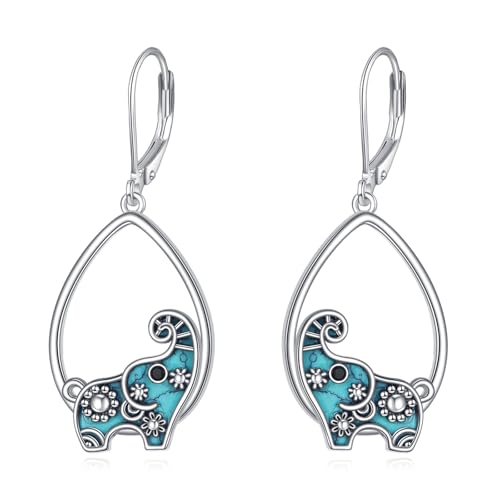Boucles d'oreilles colibri en argent 925 et turquoise naturelle