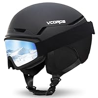 VCOROS Skihelm mit Skibrille Skihelme für Damen und Herren mit Abnehmbare Ohrpolster Atmungsaktiver Stoßdämpfung UV Verstellbarer Snowboard Helm für Skifahren