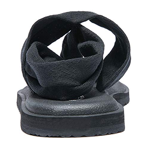 Wotte Women's Yoga Sling Sandals Slingback Thong Flip Flops Size 9 Black #TOP3
