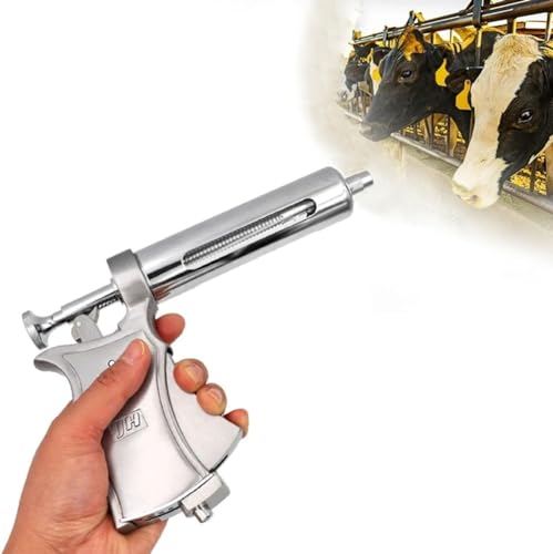 Inyector de Pistola de Jeringa para Ganado, Jeringa Ajustable para Animales 50ml Inyector de Inyección Continua de Vacuna para Aves de Corral, Ganado, Cerdo, Cabra
