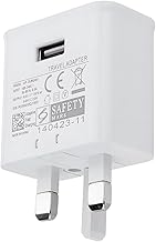 1 set of white British standard mobile phone plug fast charging head, 5V 2A USB Wall Charger, 3-Pin Mains Power Adapter for Tablets, E-Readers, USB Fans & Mirror Lights