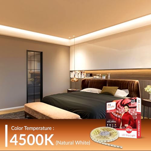 Image of Murphy 45W LED Strip Light 2835 High Lumen 5 Metre (240 LEDs /Mtr) Natural White - 12V DC 10A Driver Included | Cove /False Ceiling /Decor Light (Pack of 1, 1-Year Warranty)