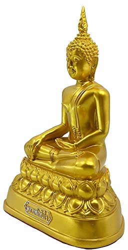 Buddho Buddha Overcoming Temptations 9" H. Gold Thai Buddha Statue For Home Decor Living Room Decor Small Gift Office Gift Sculpture Figurines Zen Altar #TOP1