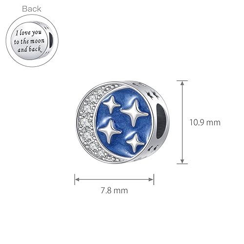 Image of Sparkling Lucky Star Charm Compatible Pandora Charm Bracelet Bead I Love You Gift for Women Pendant Jewelry