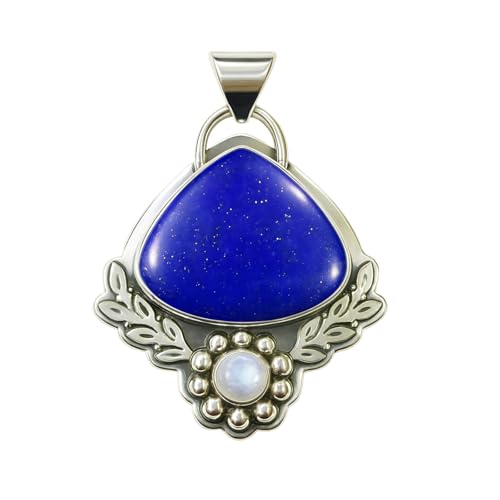 Pendentif argent 925 véritable et lapis-lazuli véritable fait main