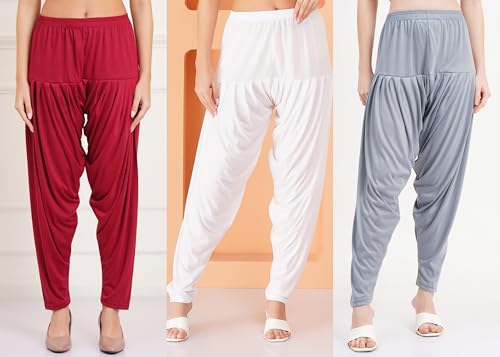 Image of Buy That Trendz Patiyala Pants for Women 3 Combo Patiyala Salwar Harem Viscose Bottoms Pants for Womens
