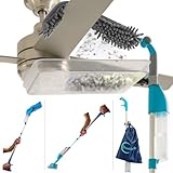 Dustin8r 4-in-1 Patented Dust Catching Ceiling Fan Cleaner Duster | Spray Mop | Upward Spray Wall Cleaner | Handheld Duster | Microfiber Duster with Storage Bag & Hook. Lightweight. Reusable