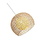 SAFIGLE Rattan Lampenschirm Handgewebt Südostasiatischer Stil Natürliche Pendelleuchte für Esszimmer Küche Rustikale Deckenleuchte Dekorative Beleuchtung Vielseitig Einsetzbar