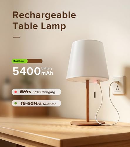 keysays Shower Lamp 5400mAh Cordless Rechargeable Table Lamp for Bathroom - image 3